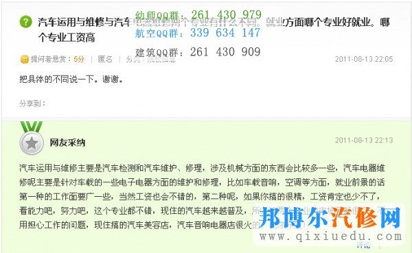 汽车运用与维修专业薪资待遇如何