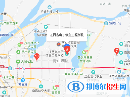 在想要报考江西电子信息工程学校以前，相信大家都会在网上对学校的各方面信息进行收集。但是很多时候，同学们最容易忽略的就是学校的地址信息了。因为，很多同学都是在确定报考学校以后再对学校地进行查询，其实这是不应该的，同学们可以将学校的地理位置看做是自己择校与否的条件之一。  江西电子信息工程学校地址：南昌市高新开发区创业路925号  江西电子信息工程学校邮编：330096  江西电子信息工程学校办学成就 学校现有省级技能大师工作室2个，全国模范教师2名，拥有第45届世界技能大赛电气装置、网站技术项目中国集训基地各1个。学校为第一批“国家中等职业教育改革发展示范学校”，先后被授予“全国职业教育先进单位”、共青团中央“全团基层组织建设和基层工作试点单位”项“全 国职业教育百所半工半读试点院校