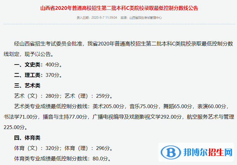 山西高考本科分数线汇总（2019-2022年）