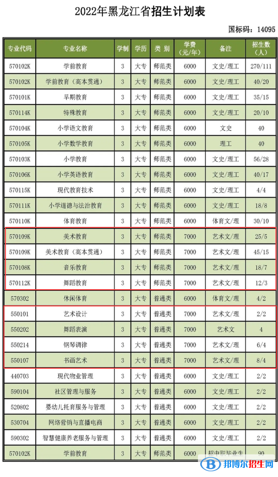 黑龙江幼儿师范高等专科学校艺术类专业有哪些？