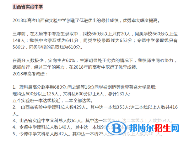 太原重点高中名单及排名,太原高中高考成绩排名榜