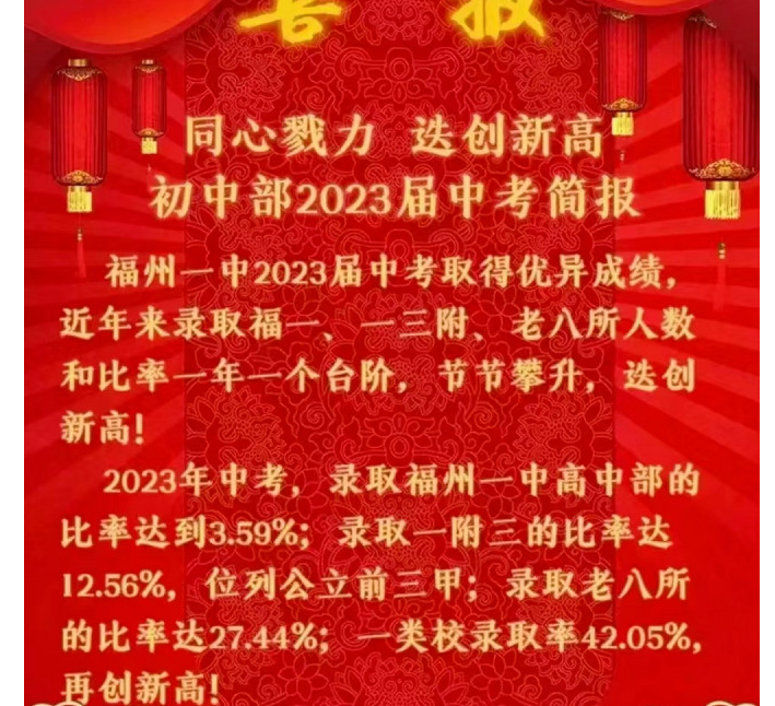 福建中考升学率排行最新排行榜 