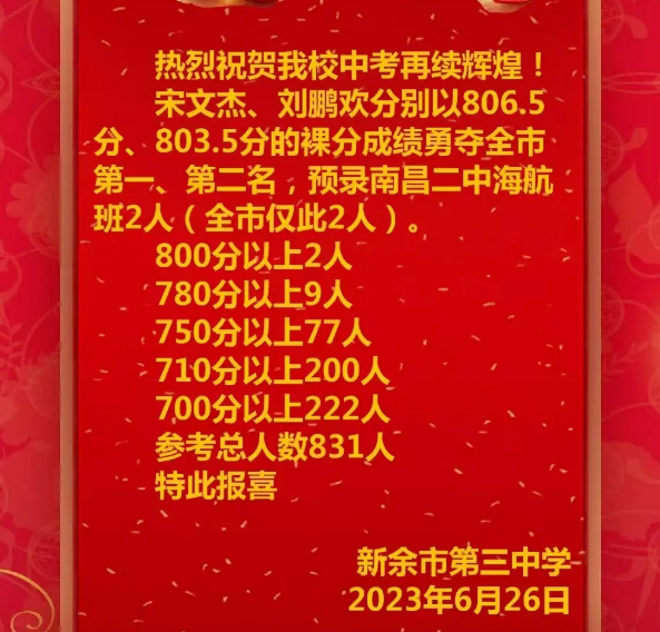 新余中考升学率排行最新排行榜 