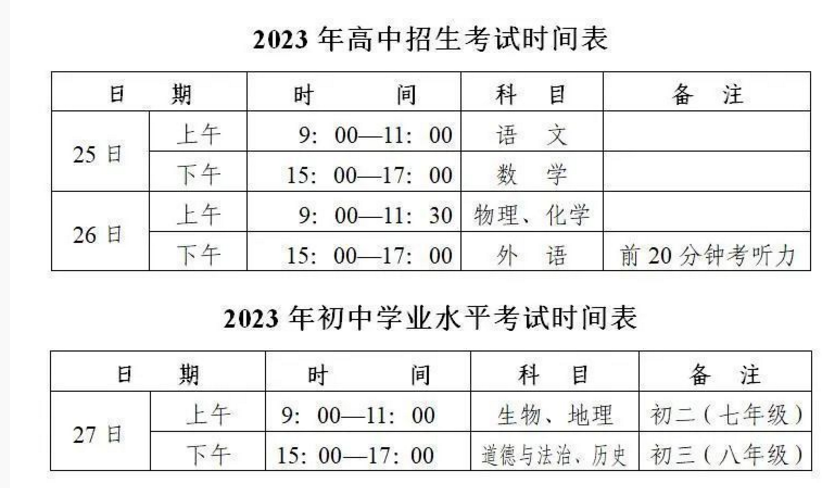 2024年大庆中考考试科目时间安排有哪些