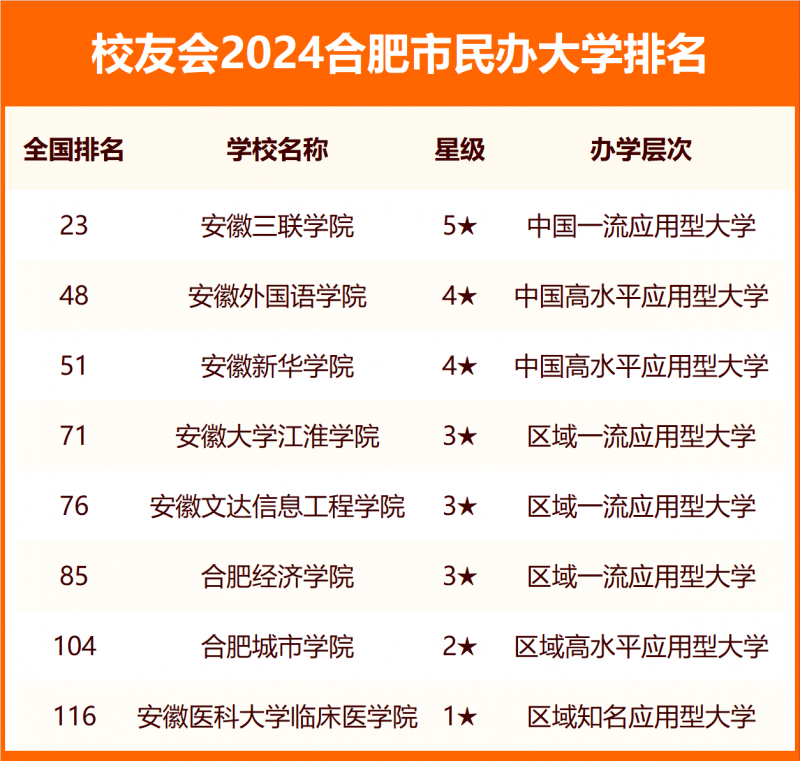 2024合肥市大学排名