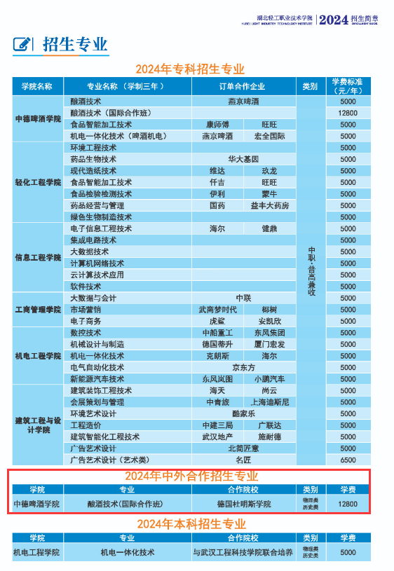 2024湖北轻工职业技术学院中外合作办学学费多少钱一年-各专业收费标准